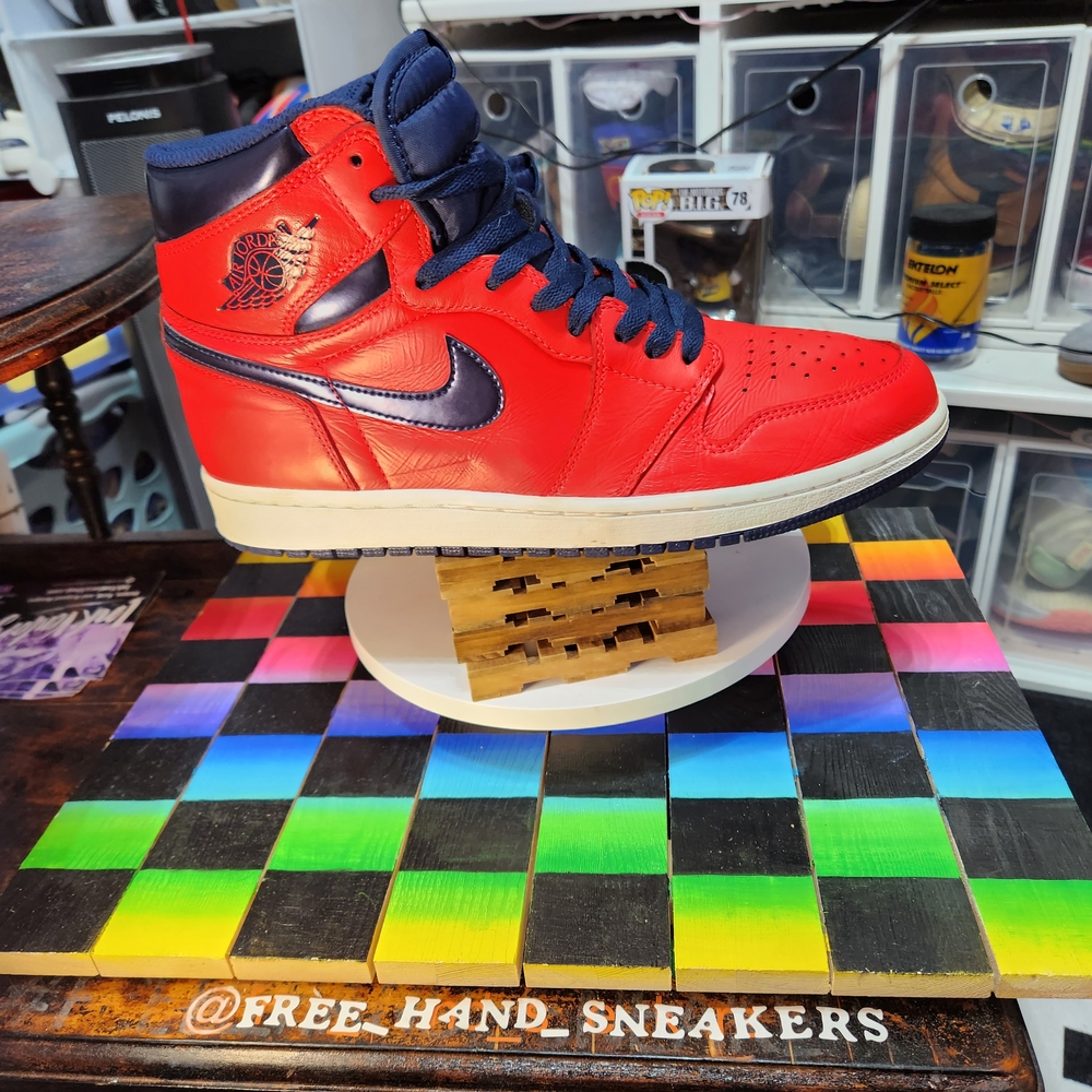 Nike Men's Red and Blue High-Top Sneakers - Picture 3 of 9